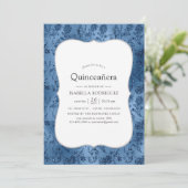 Blue Glitter Mermaid Pattern Quinceanera Kaart (Staand voorkant)