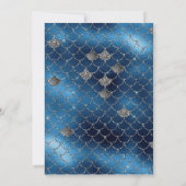 Blue Glitter Mermaid Pattern Quinceanera Kaart (Achterkant)