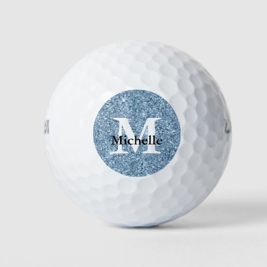 Blue Glitter Monogram Golfballen (Voorkant)