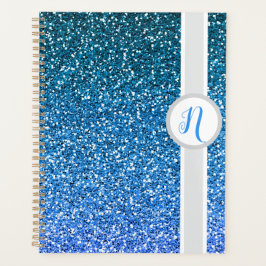 Blue Glitter Monogram  Planner