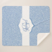 Blue Glitter Monogram Sherpa Deken (Voorkant (horizontaal))
