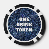 Blue Glitter Namen Datum Bruiloft Drink Token (Achterkant)