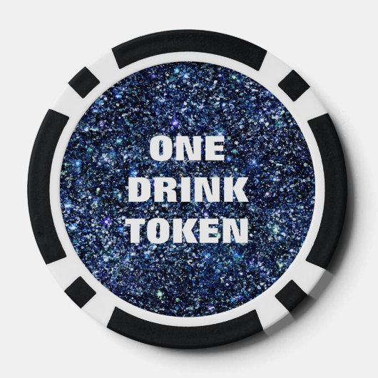 Blue Glitter Namen Datum Bruiloft Drink Token (Achterkant)