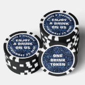 Blue Glitter Namen Datum Bruiloft Drink Token (Opstapeling)