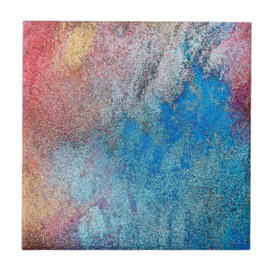 Blue Glitter Oranje Abstract Cool Pattern Modern Tegeltje