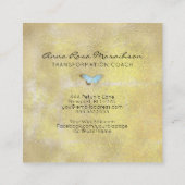 *~* Blue Glitter Pastel Gilded Butterfly Fantasy Vierkante Visitekaartje (Achterkant)