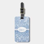 Blue Glitter Personaliseer Bagagelabel (Voorkant verticaal)