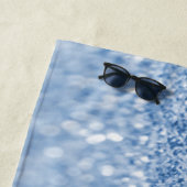 Blue Glitter Personaliseert keukenhanddoeken Strandlaken (In situ)