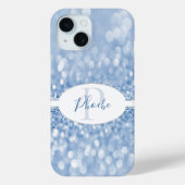 Blue Glitter Personaliseert Samsung Galaxy Hoesje (Achterkant)