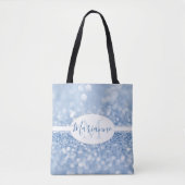 Blue Glitter Personalize Canvas tas (Voorkant)