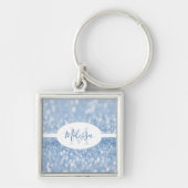 Blue Glitter Personalize Sleutelhanger (Voorkant)
