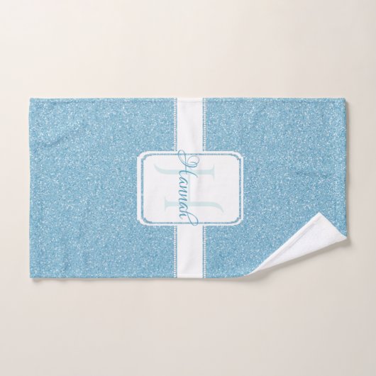 Blue Glitter Personalized Bath Towels Bad Handdoek (Handdoek)