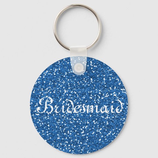 Blue Glitter Personalized Bridesmaid Sleutelhanger (Voorkant)