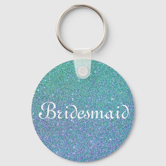 Blue Glitter Personalized Bridesmaid Sleutelhanger (Voorkant)