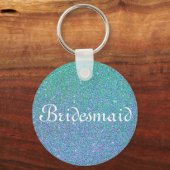 Blue Glitter Personalized Bridesmaid Sleutelhanger (Voorkant)
