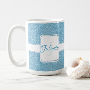 Blue Glitter Personalized Coffee Mok