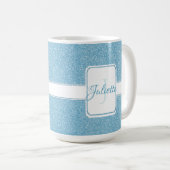 Blue Glitter Personalized Coffee Mok (Voorkant rechts)