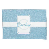 Blue Glitter Personalized Pillow Hoesje Kussensloop (Voorkant)