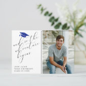 Blue Glitter Pet Citaten Foto Modern Afstuderen Aankondiging (Staand voorkant)