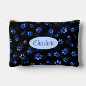 Blue Glitter Pet Paw print op zwarte achtergrond Etui (Voorkant)