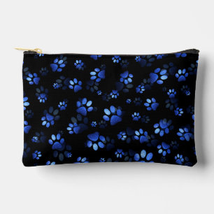 Blue Glitter Pet Paw print op zwarte achtergrond Etui