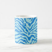Blue Glitter Print Zebra Stripe Bling Patroon Koffiemok (Center)