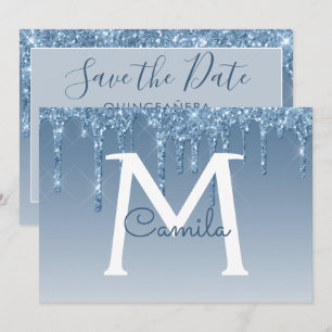 Blue Glitter Quinceanera Sla de datum op Kaart