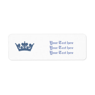 Blue Glitter Royal Crown Prince Adresetiketten Etiket