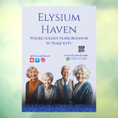 Blue Glitter Seniors Care Homes Peace Love Family Raamsticker (Vel 3)