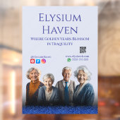 Blue Glitter Seniors Care Homes Peace Love Family Raamsticker (Vel 2)