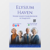 Blue Glitter Seniors Care Homes Peace Love Family Raamsticker (Vel)