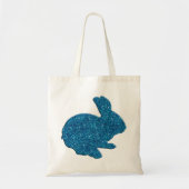 Blue Glitter Silhouette Easter Bunny Canvas tas (Voorkant)