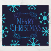 Blue Glitter Snowflakes Bier Etiket (Enkel label)