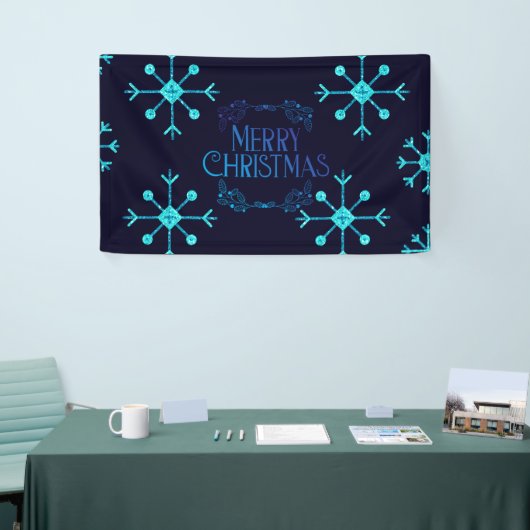 Blue Glitter Snowflakes Spandoek (Beurs)