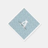 Blue Glitter & Sparkle Monogram Napkin Servet (Hoek)