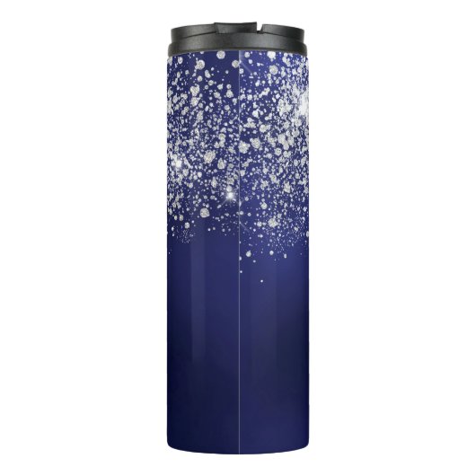 Blue glitter substance Silmonogram Name script Thermosbeker (Achterkant)