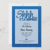 Blue Glitter SURPRISE Birthday Invitations (Voorkant)