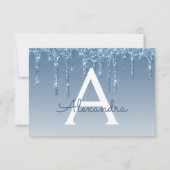 Blue Glitter Sweet 16 Bewaar de datum Kaart (Voorkant)