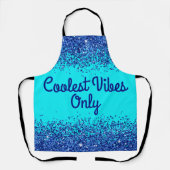 Blue Glitter & Text on Teal- Coolest Vibes Only | Schort (Voorkant)