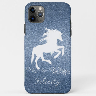 Blue Glitter Unicorn iPhone 11 Pro Max Hoesje