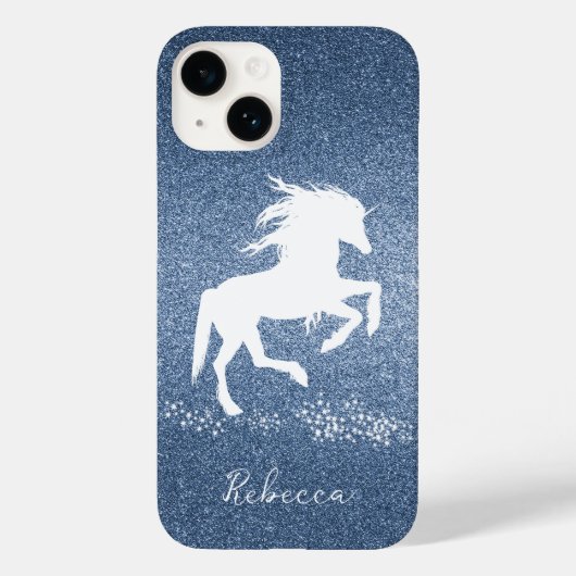 Blue Glitter Unicorn Case-Mate iPhone Case (Achterkant)