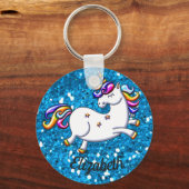 Blue Glitter Unicorn Sleutelhanger (Voorkant)