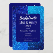 Blue Glitter Weekend Bachelorette Invitation Kaart (Voorkant / Achterkant)