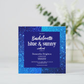 Blue Glitter Weekend Bachelorette Party Invitation Kaart (Staand voorkant)