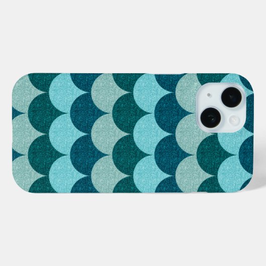 Blue Glittery Mermaid Scales Patroon Case-Mate iPhone Case (Achterkant (horizontaal))