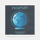 Blue Globe Passport Travel Baby Shower Servet (Voorkant)
