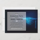 Blue Glow Futuristic Virtual Graduparty Kaart (Voorkant)