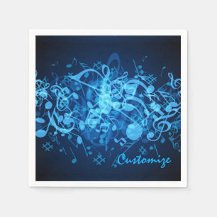 Blue Glow Muzieknoten Napkins Servetten