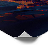 Blue Glow Robot & Paarse Bloemen Poster (Hoek)