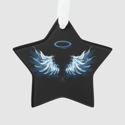 Blue Glowing Angel Wings on black background (dos)